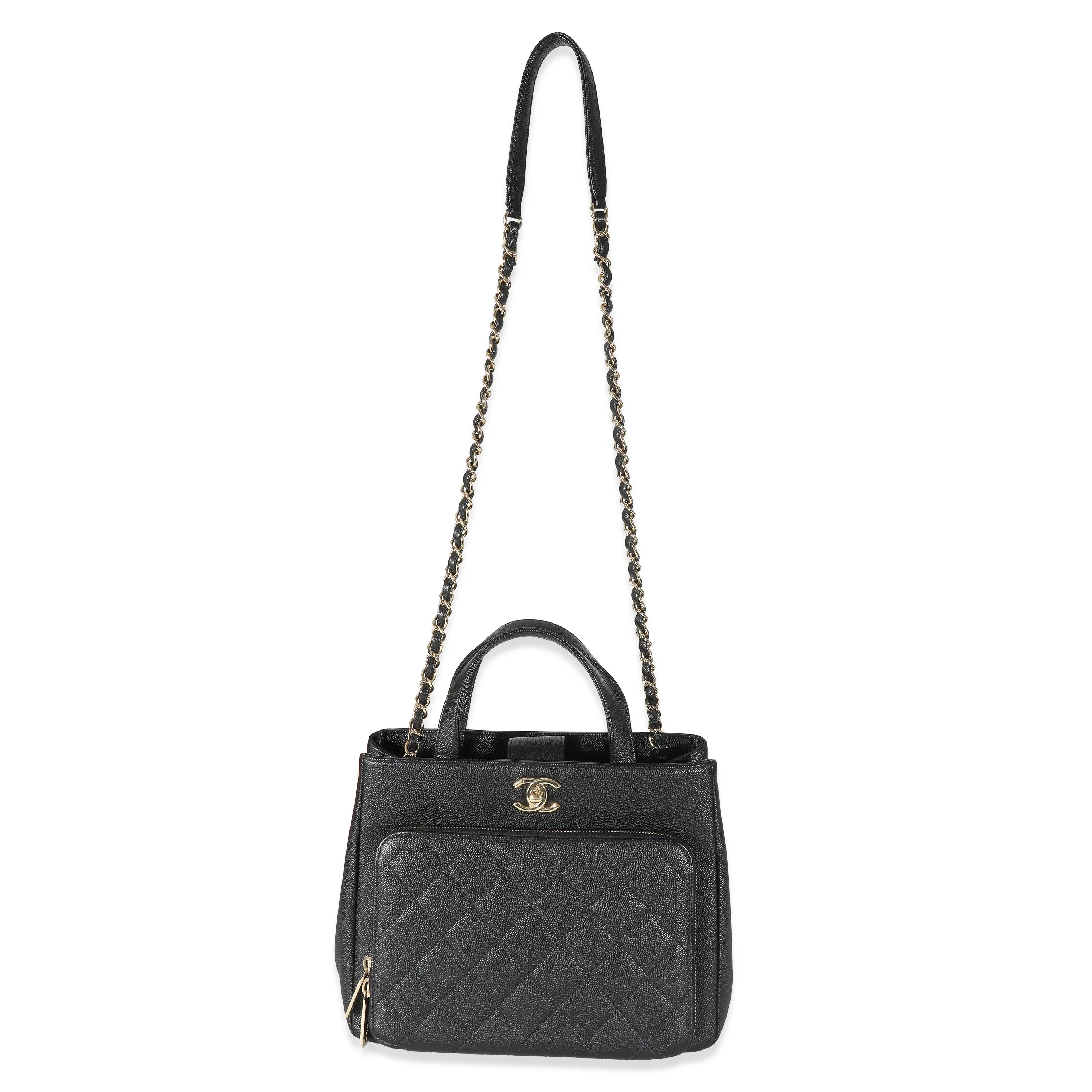 Chanel Black Quilted Caviar Small Business Affinity Tote