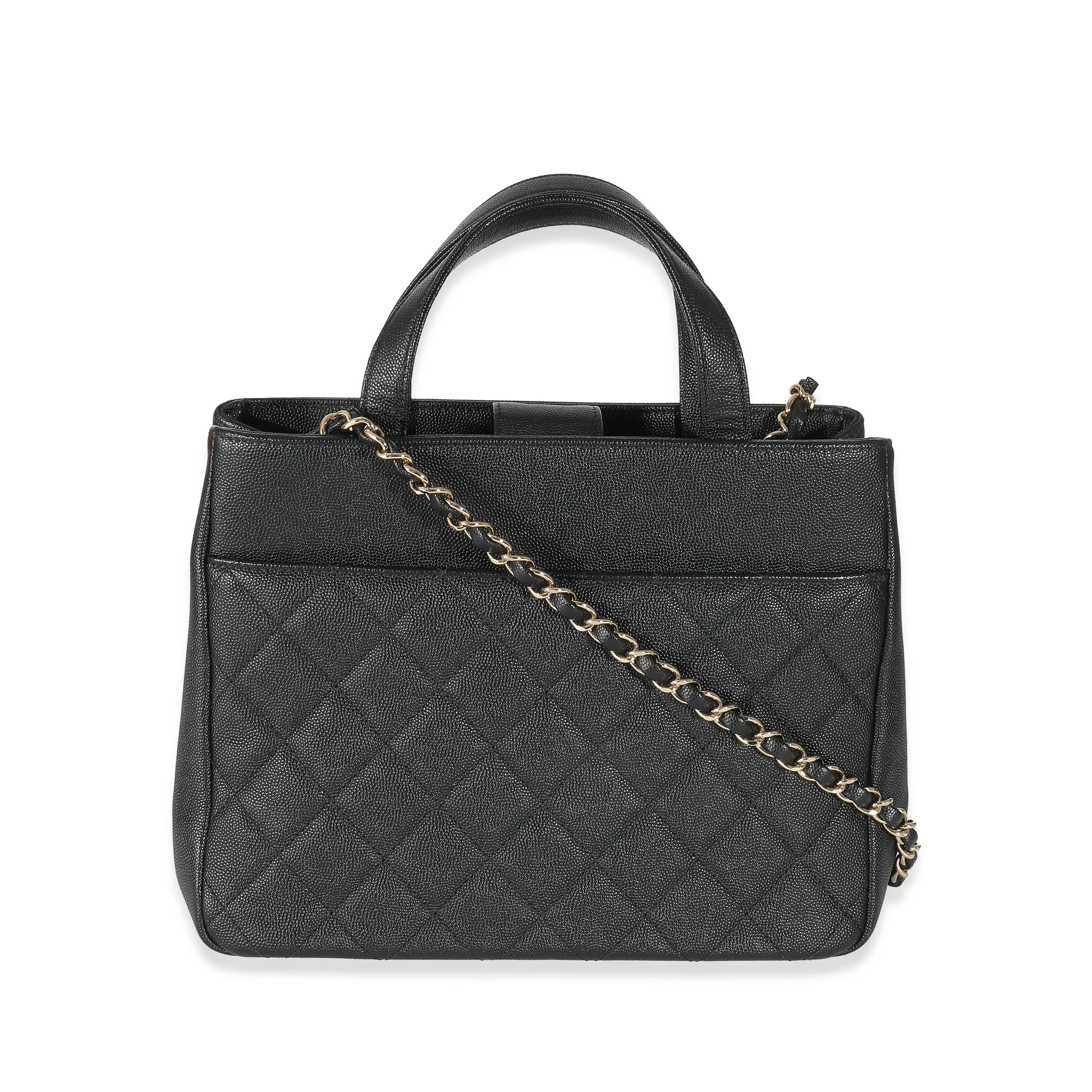 Chanel Black Quilted Caviar Small Business Affinity Tote