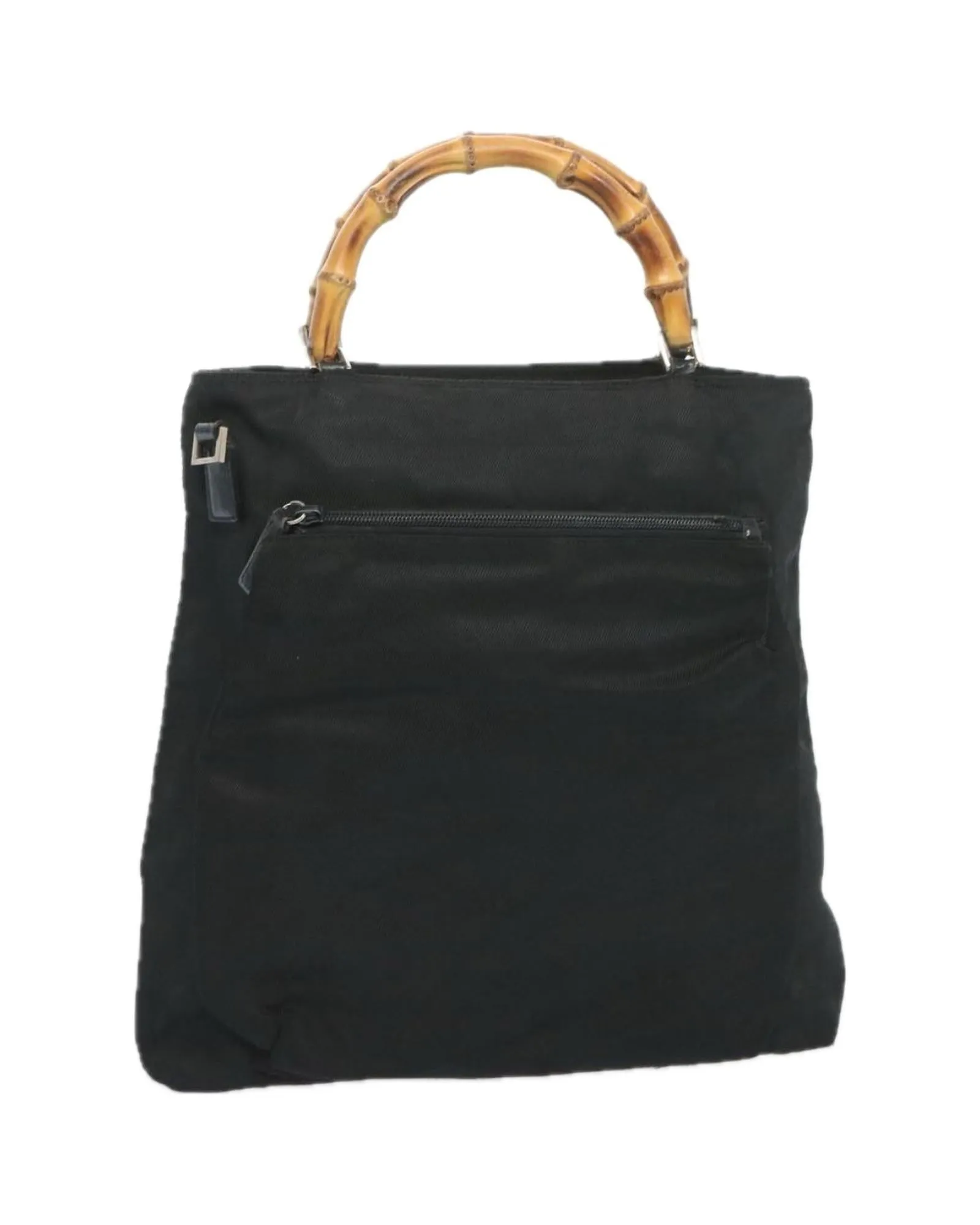 Chic Nylon Hand Bag with Bamboo Accents