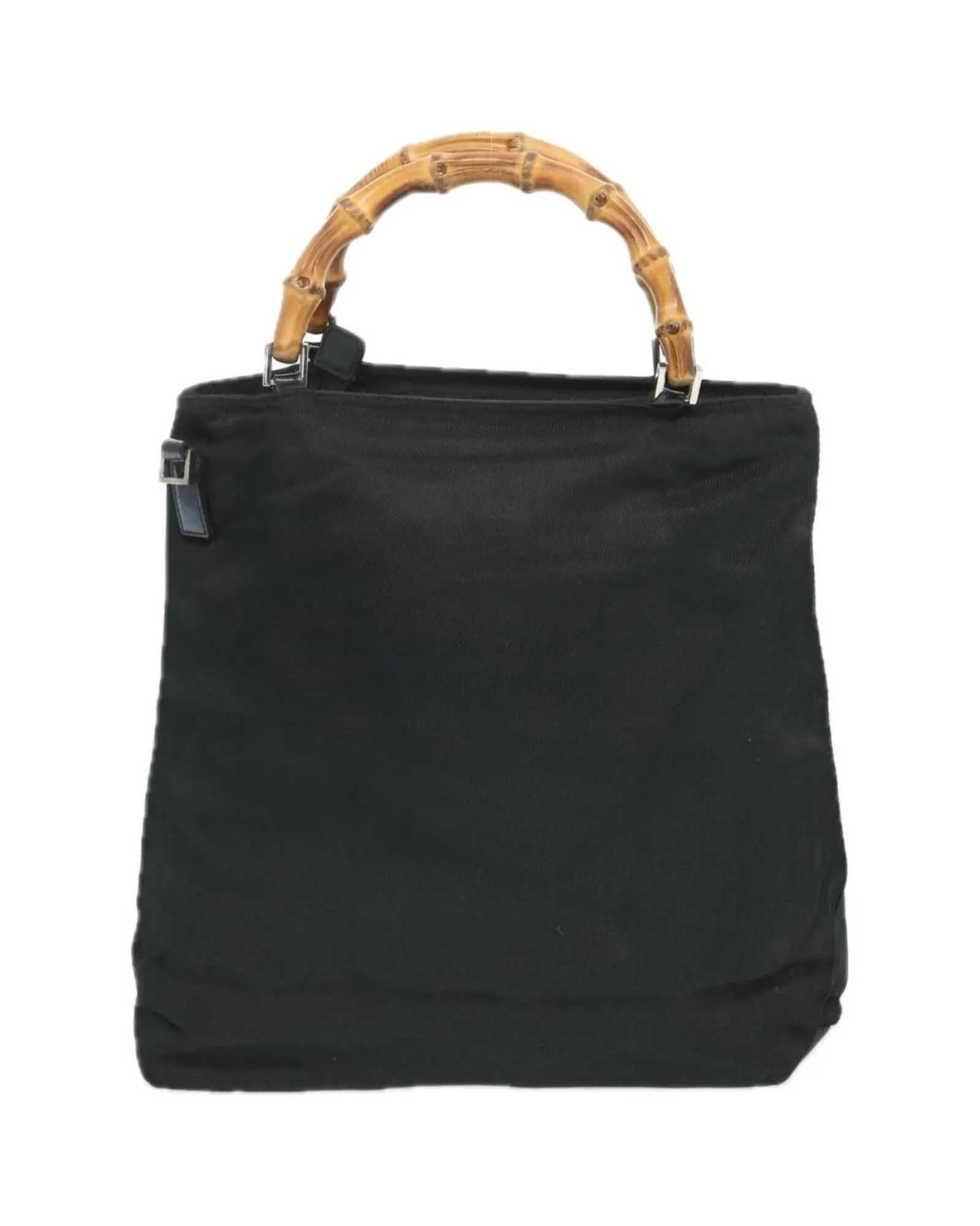 Chic Nylon Hand Bag with Bamboo Accents