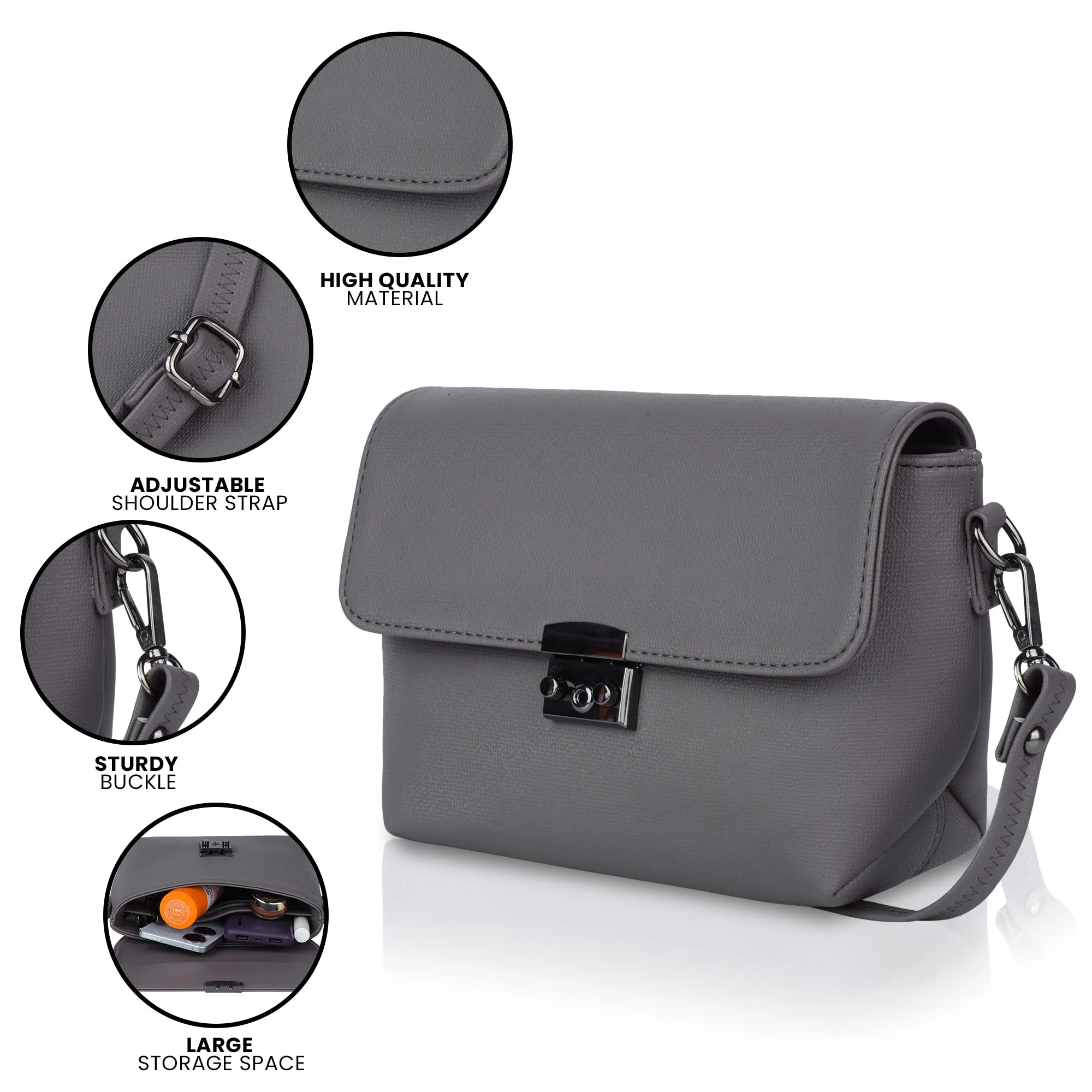 Stylish Corba Sling Bag in Sleek Grey Color