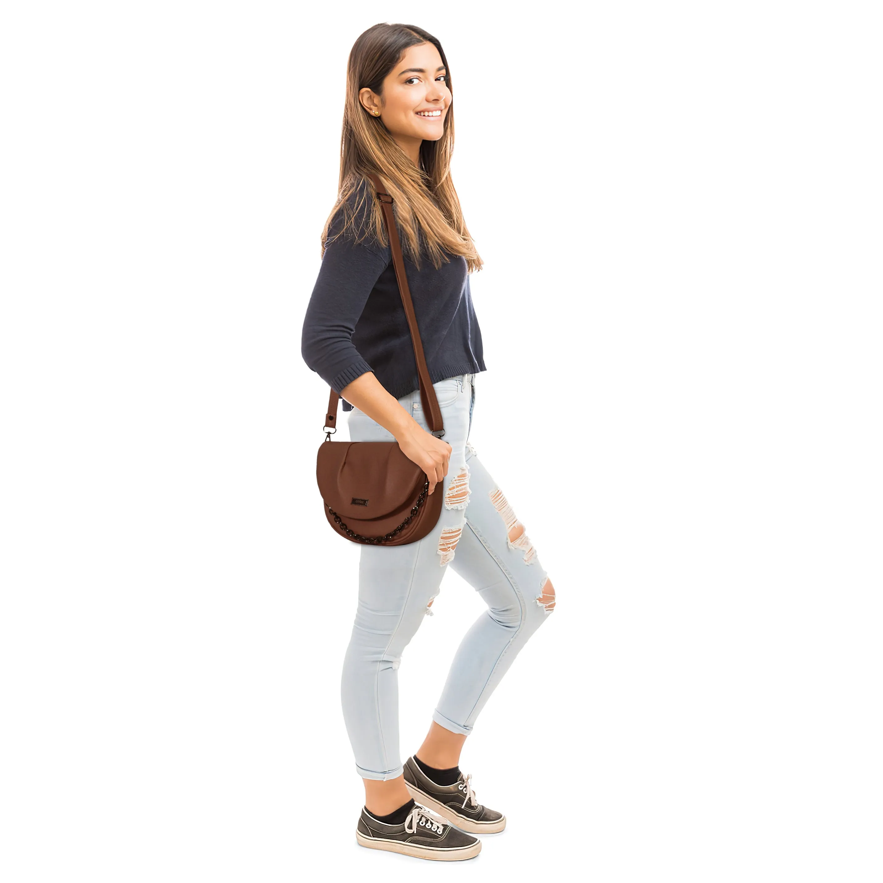 Optimized Title: Corba Womens Stylish Dark Brown Sling Bag - Fashionable & Functional Accessory