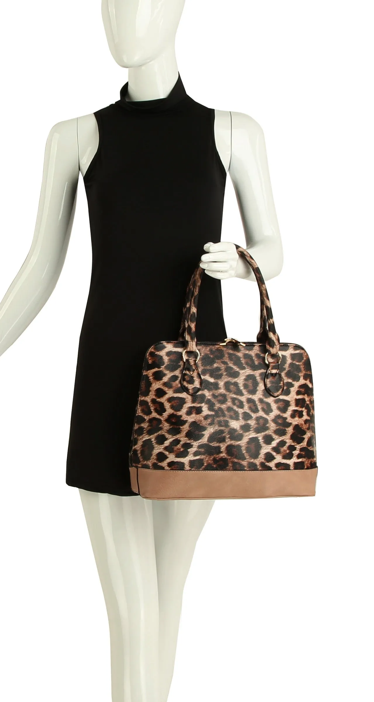 Cow Leo Print Women Satchel Top Handle Bag