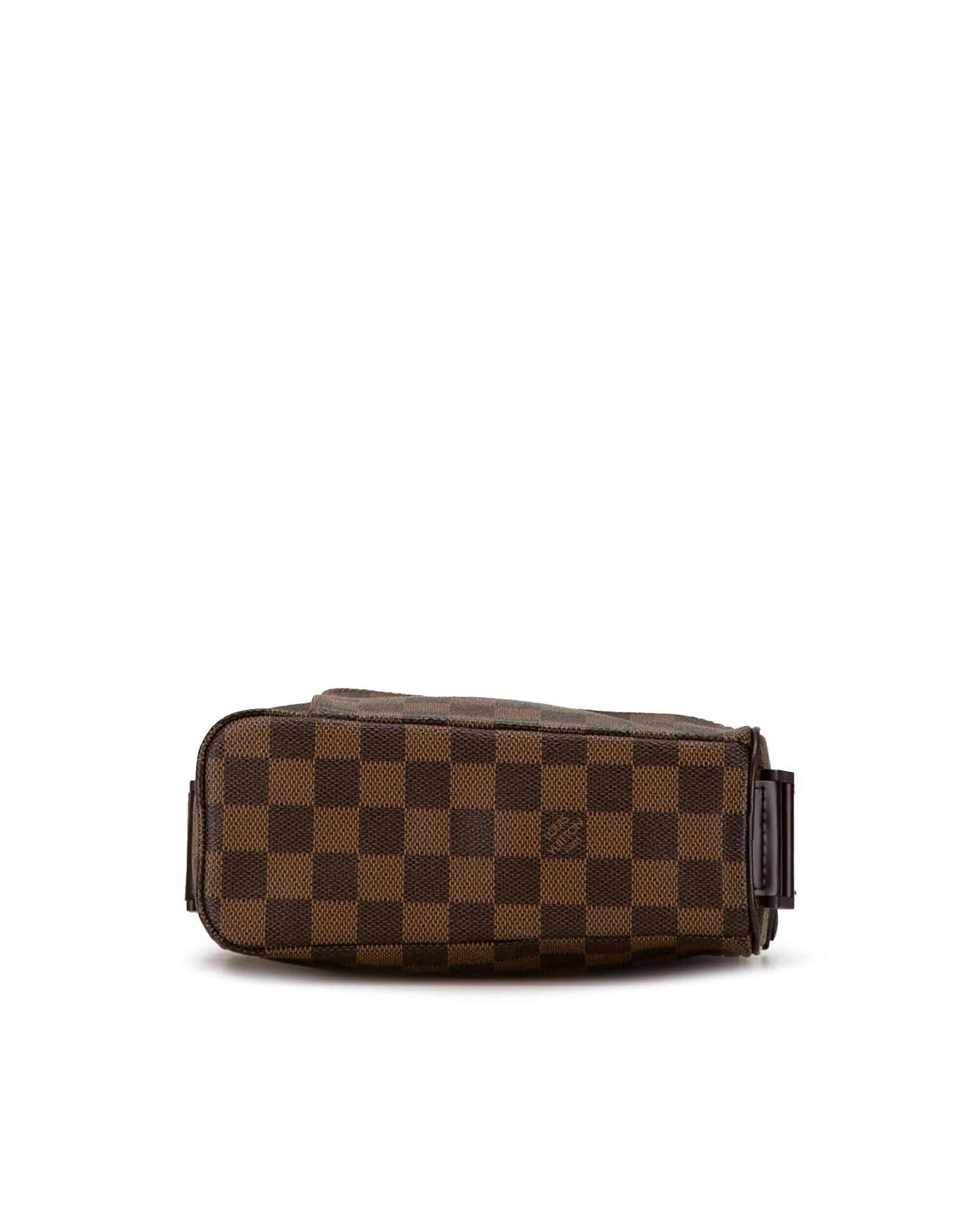 Damier Canvas Crossbody Bag with Leather Trim