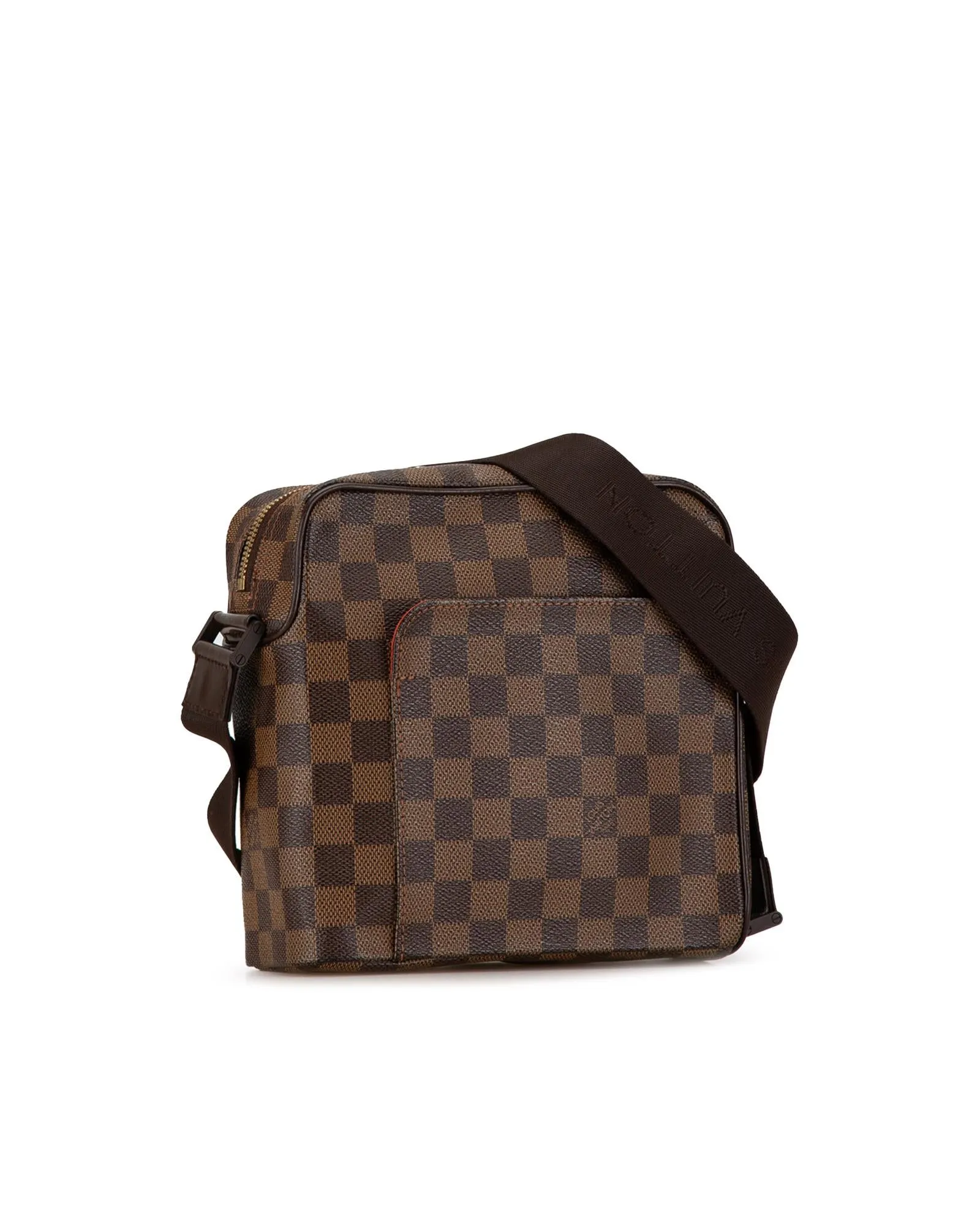 Damier Canvas Crossbody Bag with Leather Trim