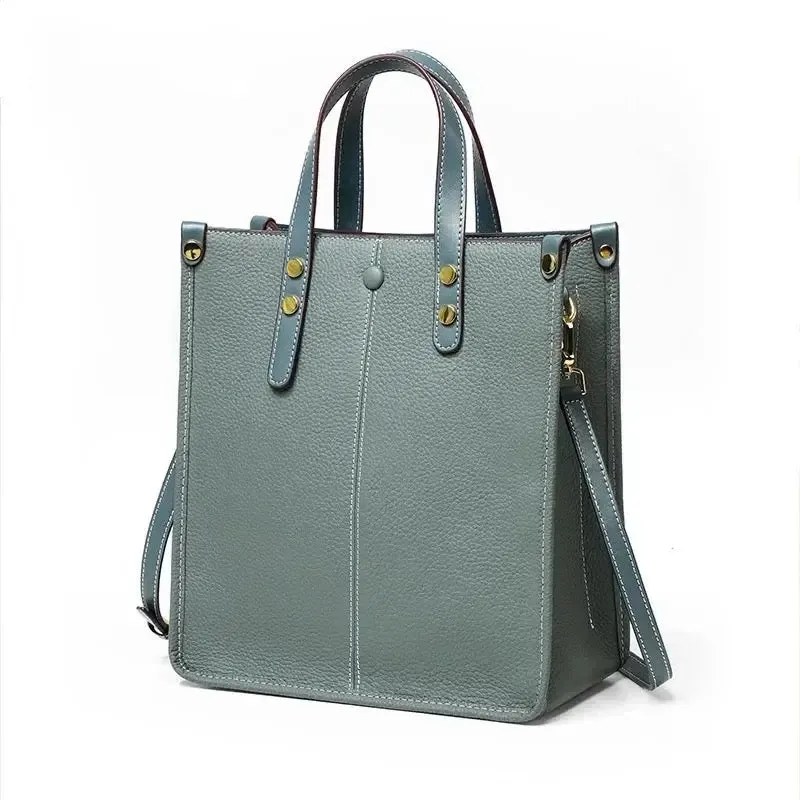 Darlene Blue Gray Leather Bag