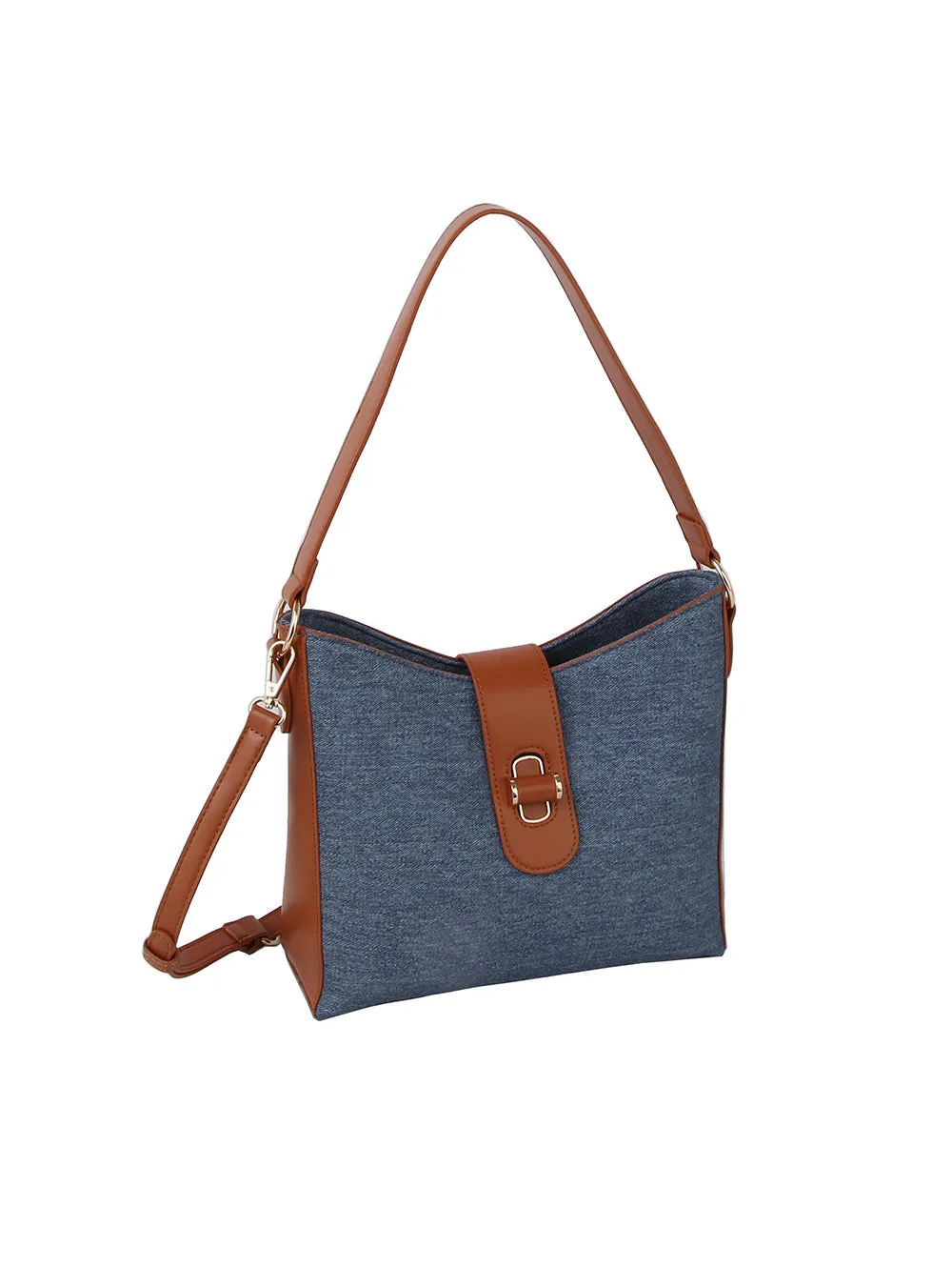 Denim And Contrast Trim Hobo