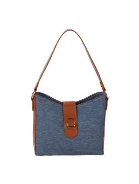 Denim And Contrast Trim Hobo