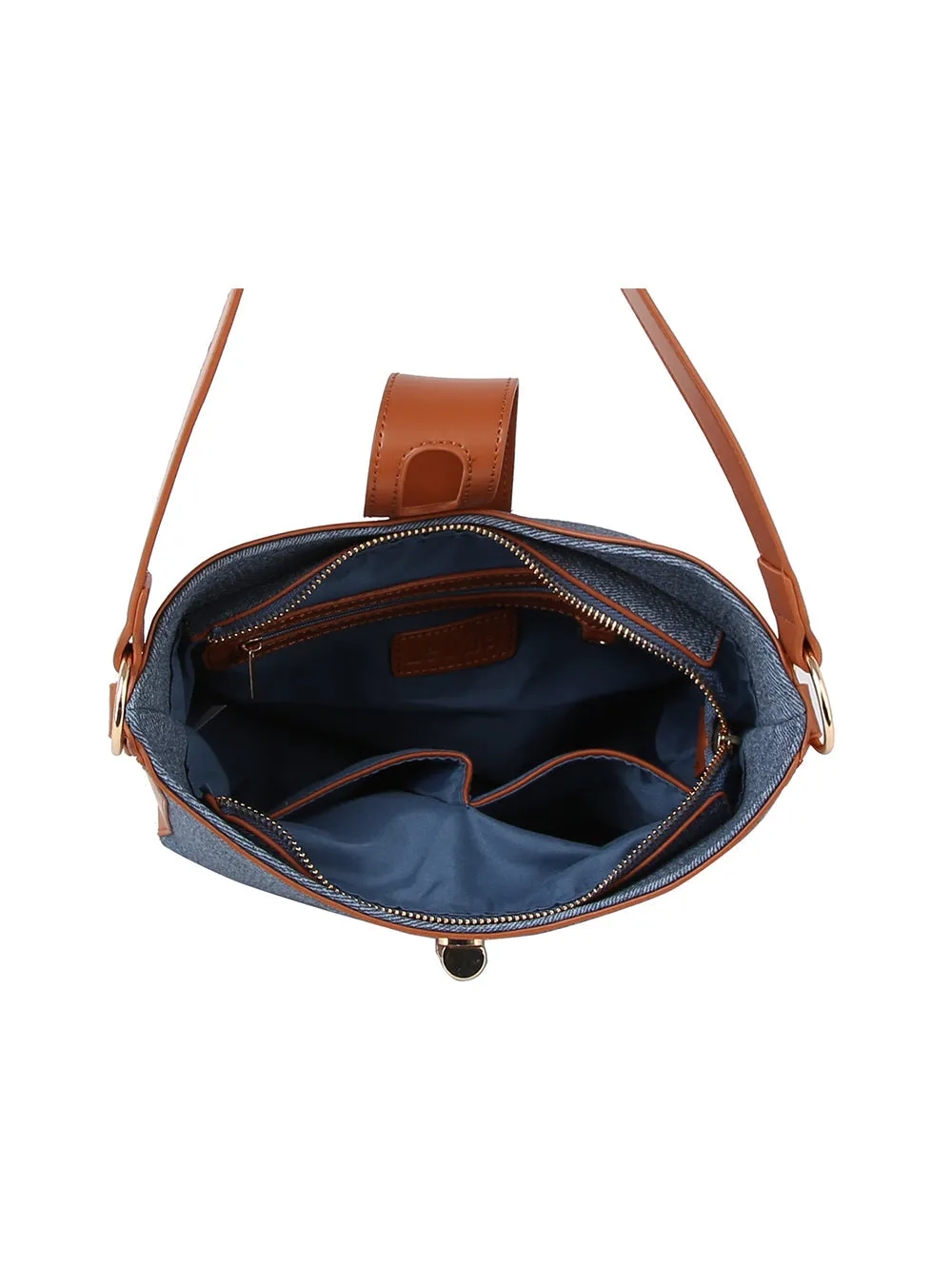 Denim And Contrast Trim Hobo