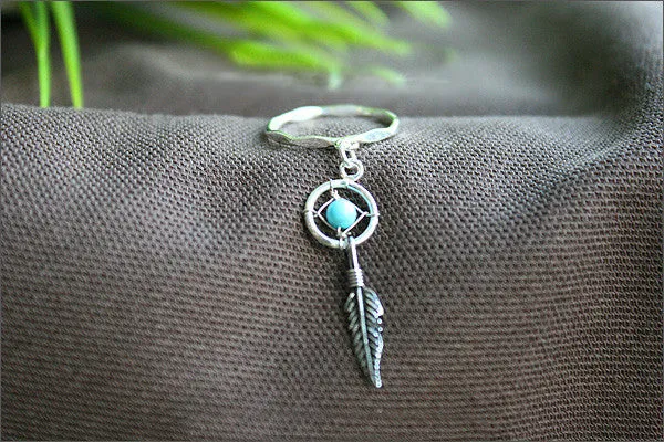 Dream Catcher Ring ,DreamCatcher with Feathers ring, 925 Sterling Silver, Silver Ring (R90)