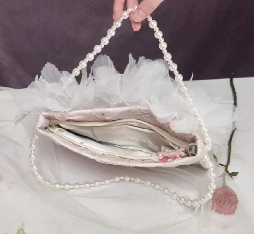 Dreamy Vintage Pearl Studded Clutch Bag Purse