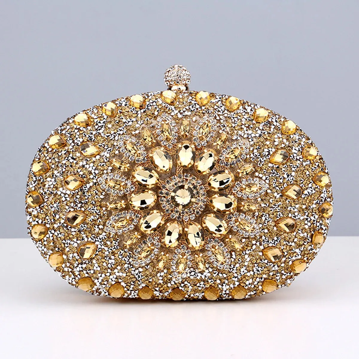 Elegant Flower Rhinestone Clutch - Perfect Evening Bag for Weddings & Proms Christmas Party