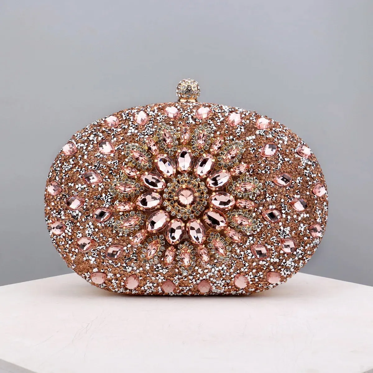 Elegant Flower Rhinestone Clutch - Perfect Evening Bag for Weddings & Proms Christmas Party