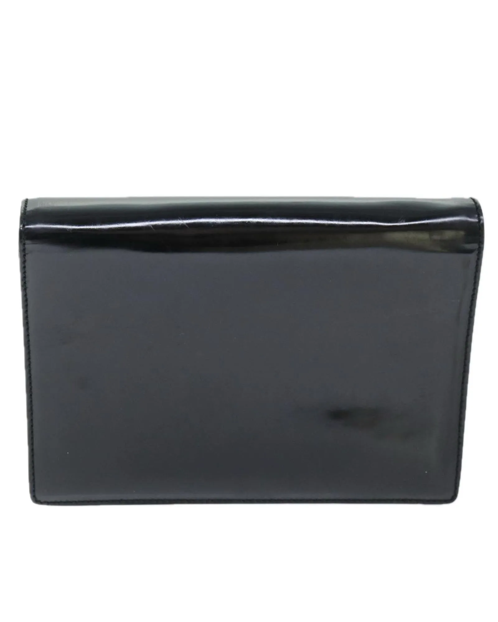 Enamel Black Clutch Bag with Key and Clochette Made in Italy