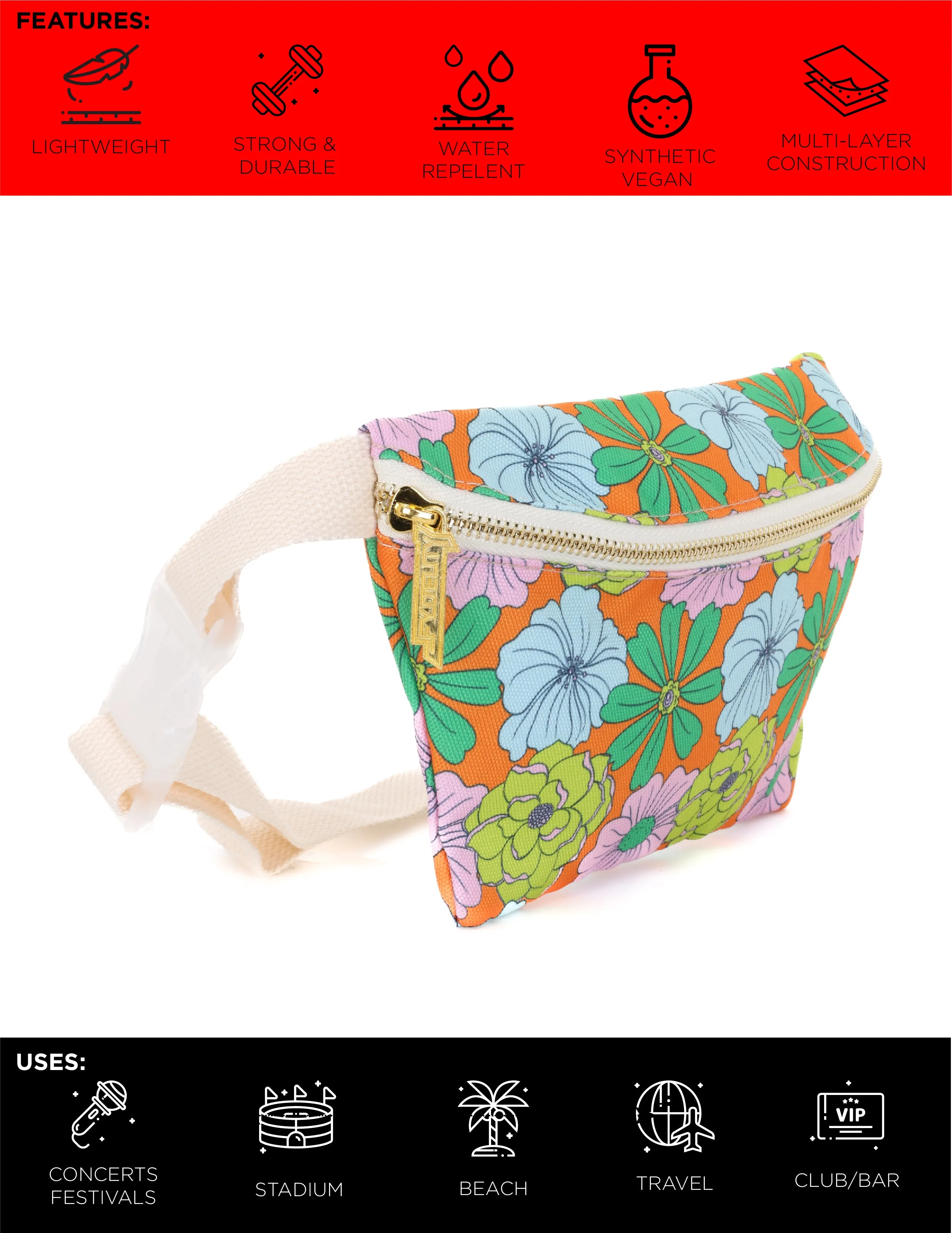 Fanny Pack | Slim | Recycled RPET | Floral Orange