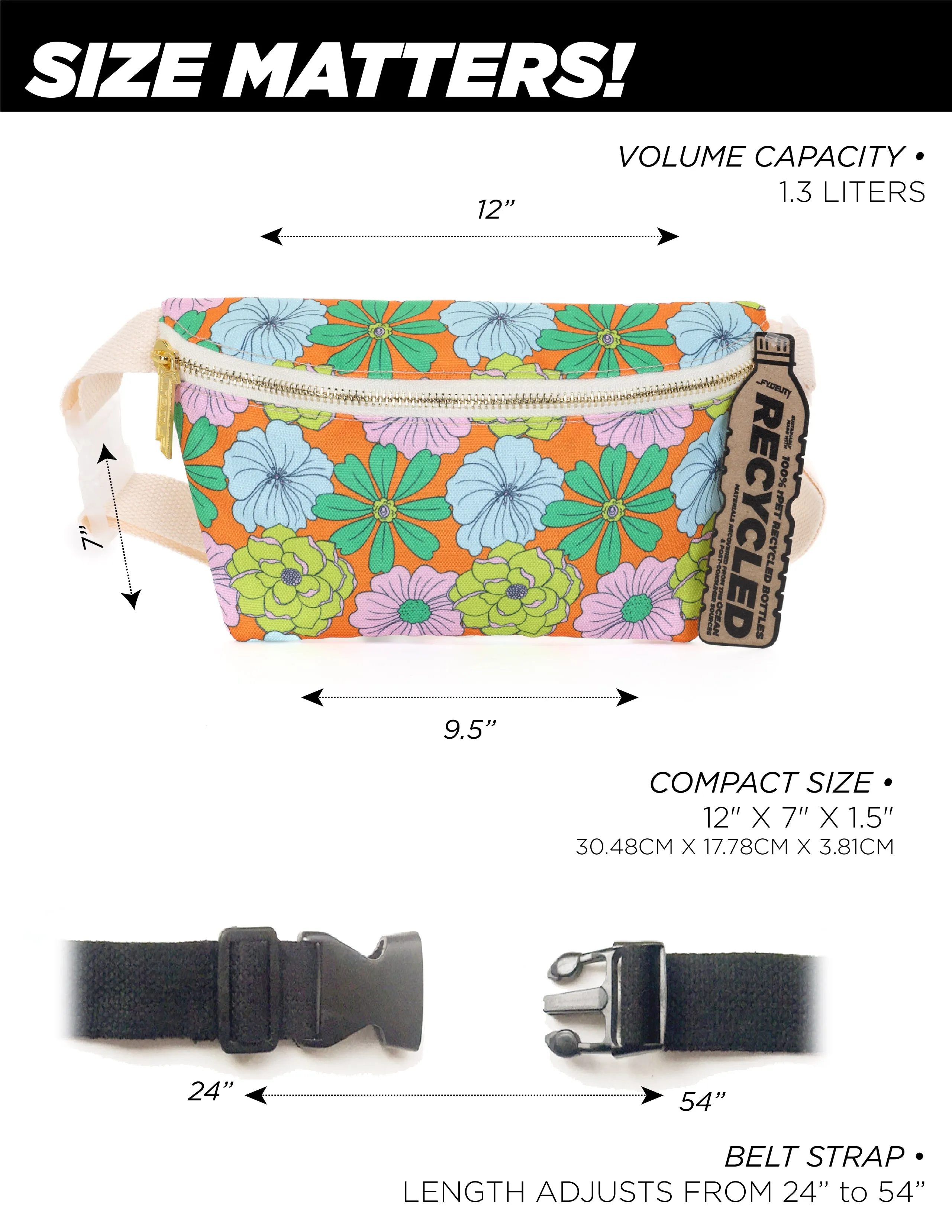 Fanny Pack | Slim | Recycled RPET | Floral Orange