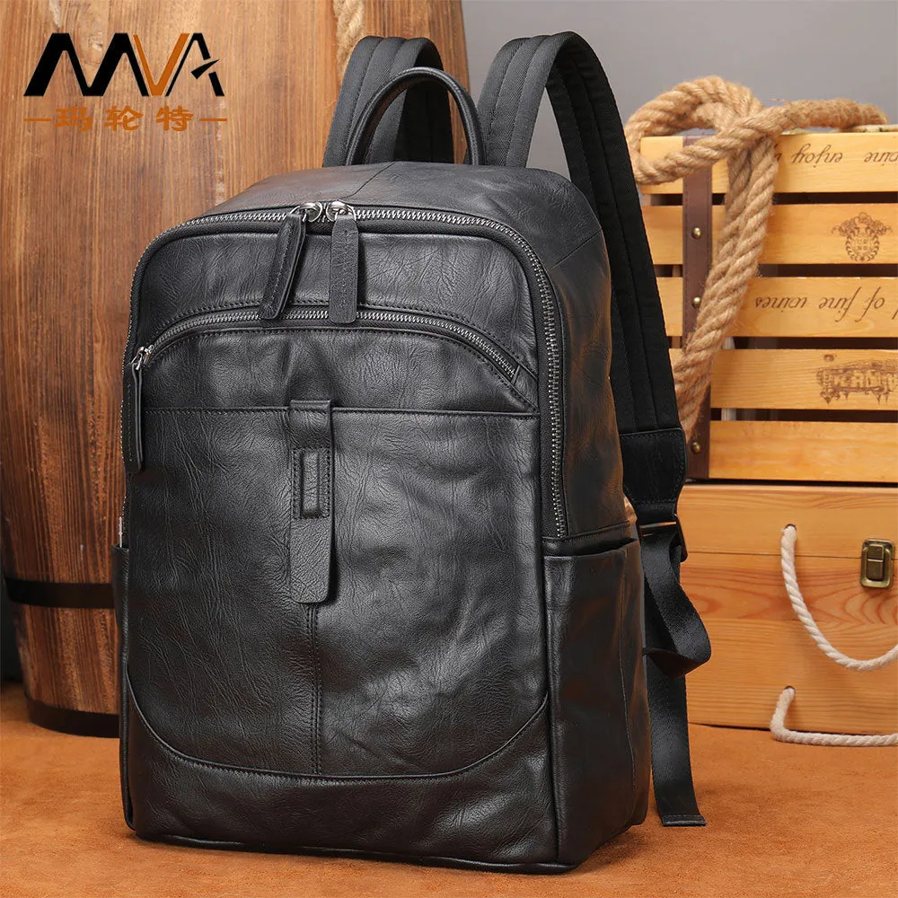 Genuine Leather Backpack Simple and Lightweight Travel Bag Business Casual Backpack Men's Large Capacity Travel Computer Schoolbag