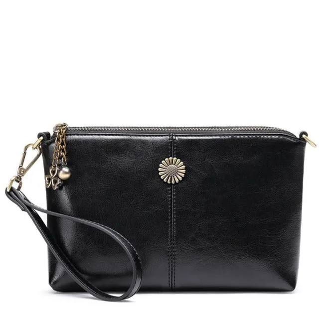 Genuine Leather Women's Clutch Messenger Bag