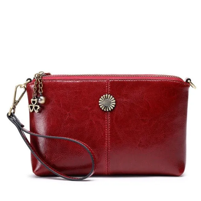 Genuine Leather Women's Clutch Messenger Bag