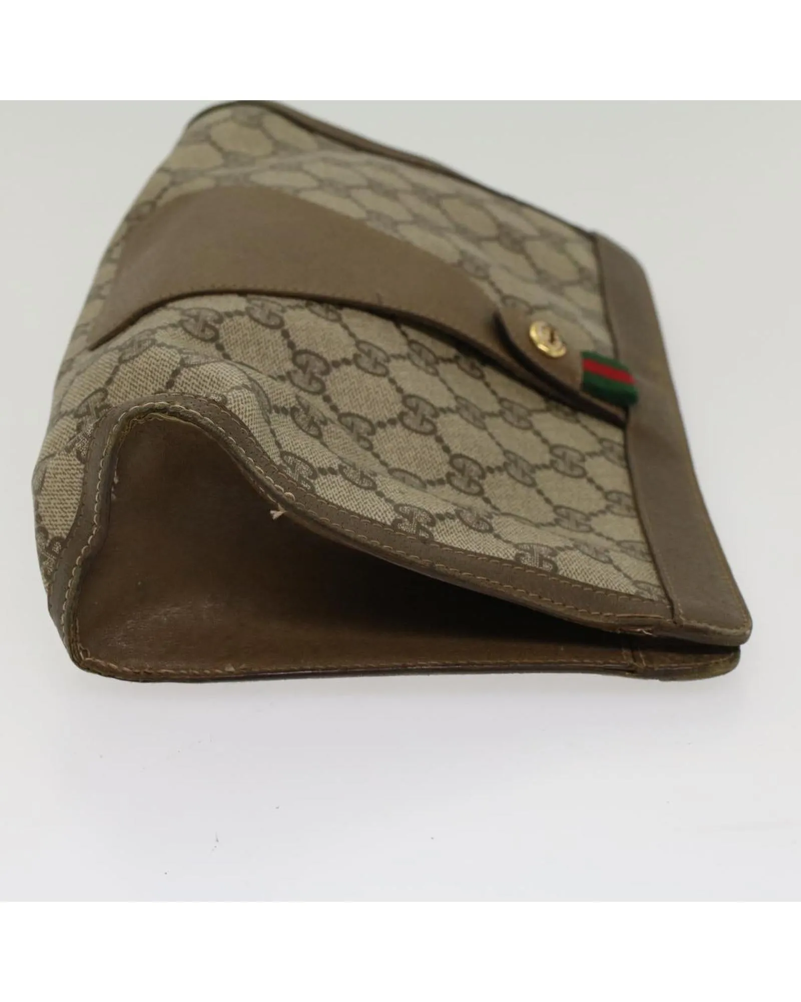 GG Canvas Web Sherry Line Clutch Bag - Beige/Red/Green