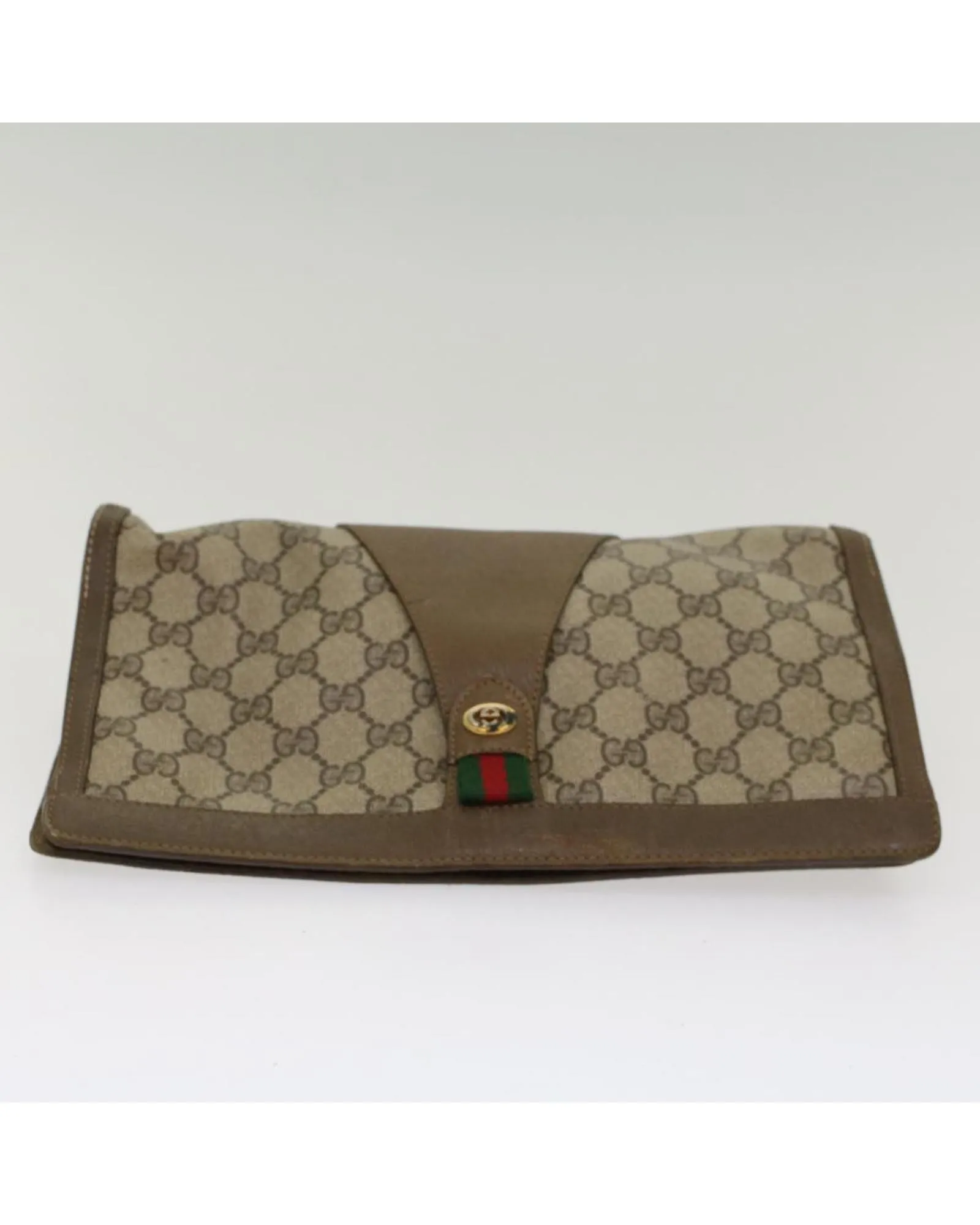 GG Canvas Web Sherry Line Clutch Bag - Beige/Red/Green