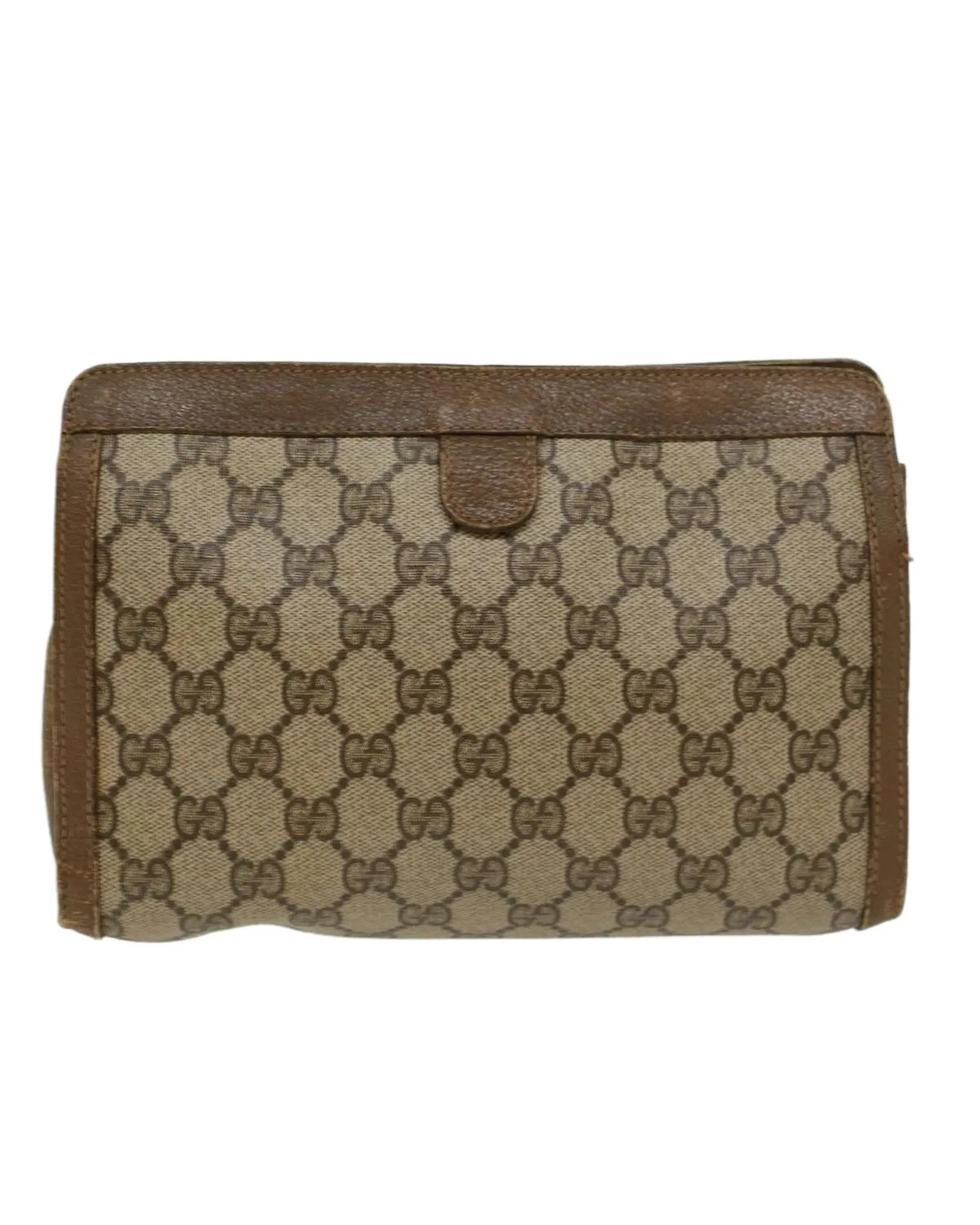 GG Canvas Web Sherry Line Clutch Bag - PVC Leather - Beige Green