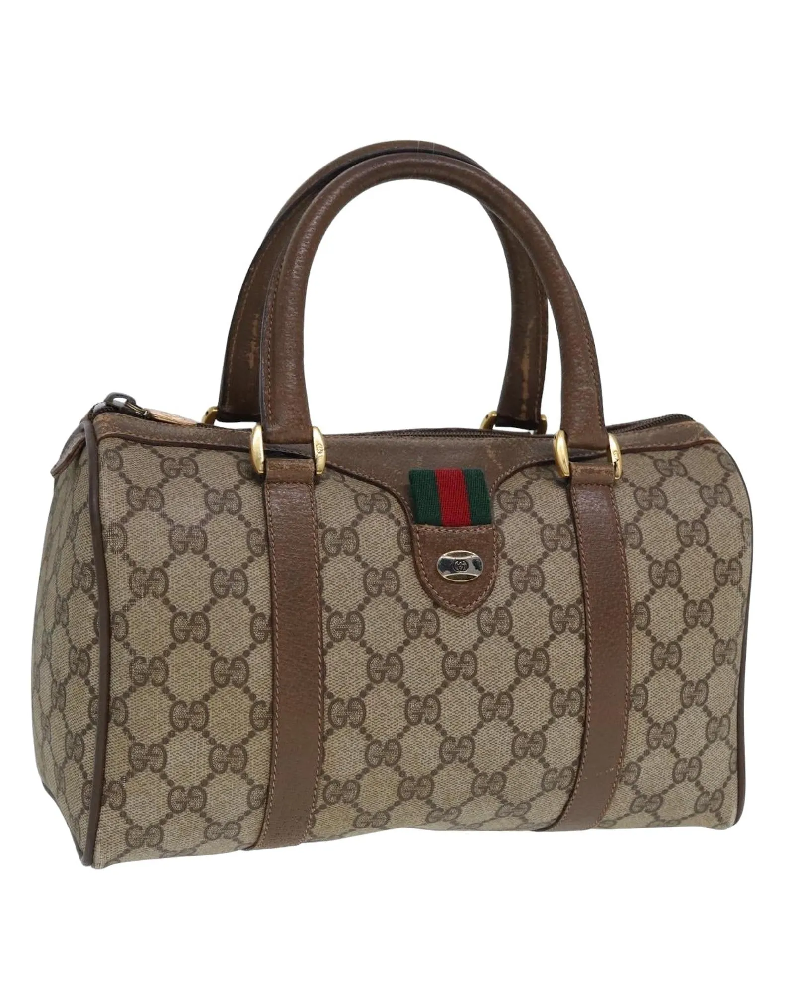 GG Supreme Web Sherry Line Boston Bag in PVC Leather