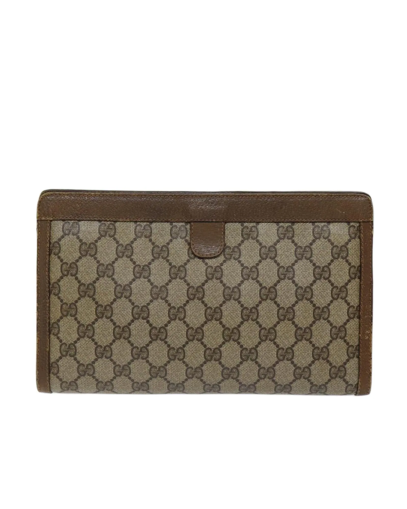 GG Supreme Web Sherry Line Clutch Bag - Beige/Green PVC & GG Canvas