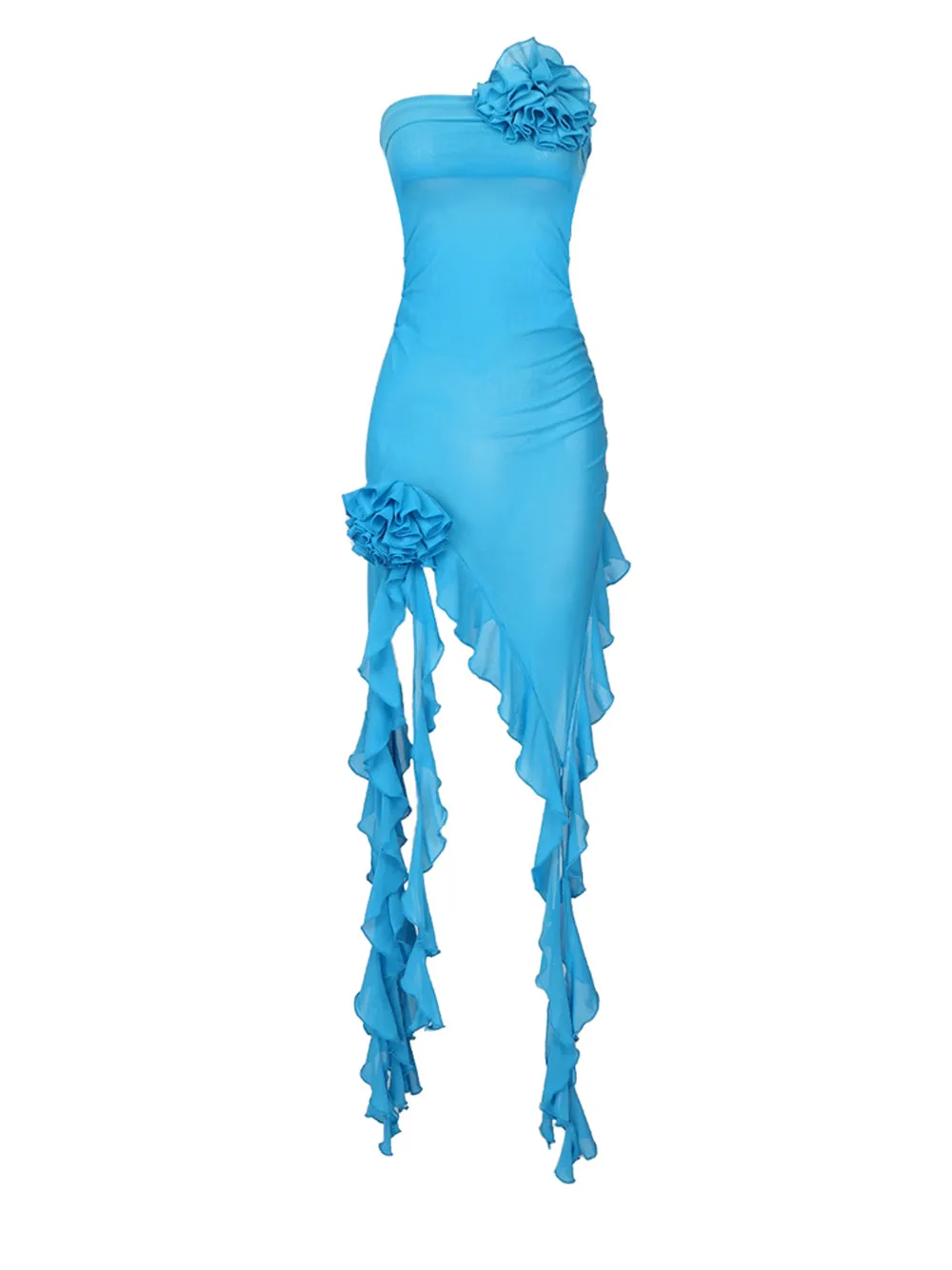 GOTA Ruffle Dress in Turquoise