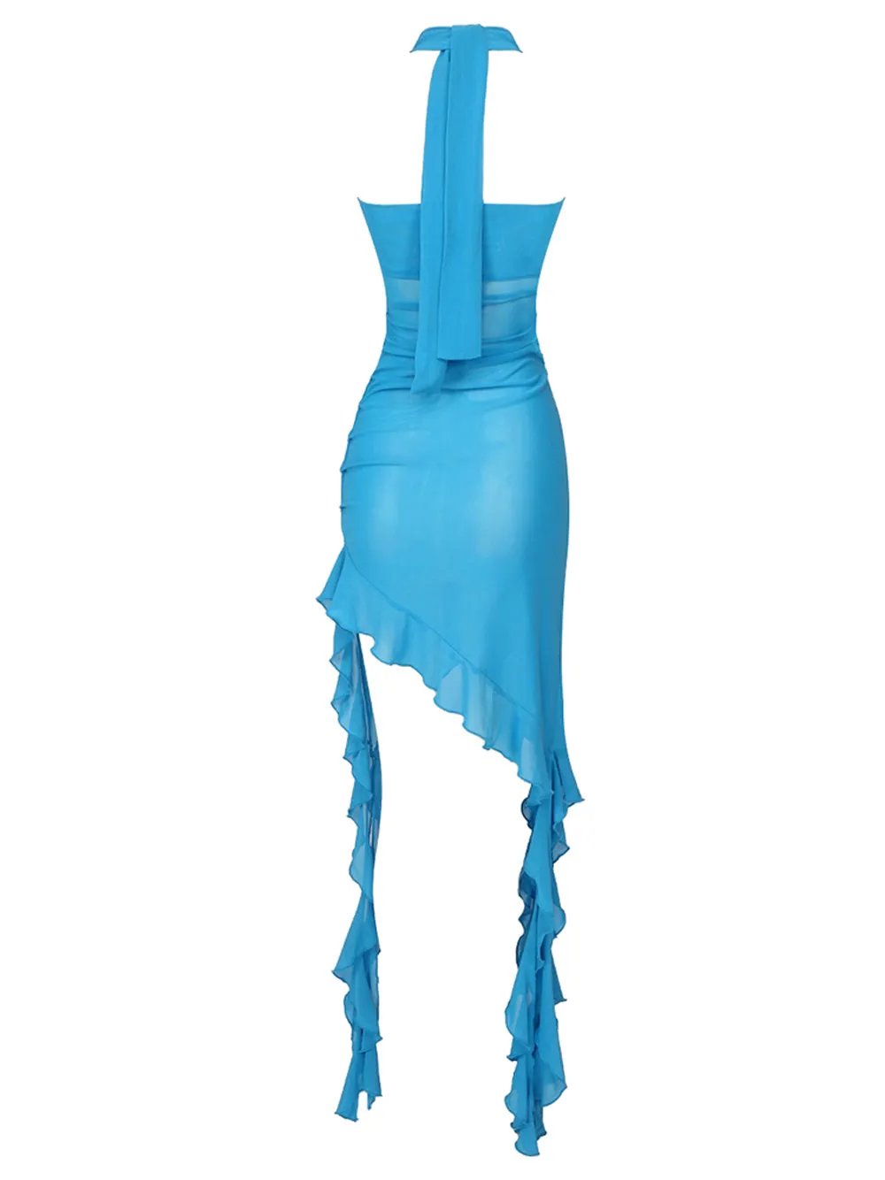 GOTA Ruffle Dress in Turquoise