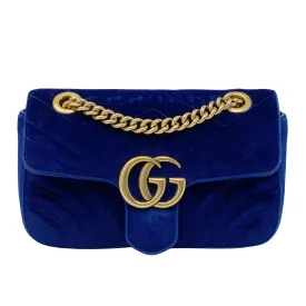 Gucci Blue Velvet Mini GG Marmont Bag