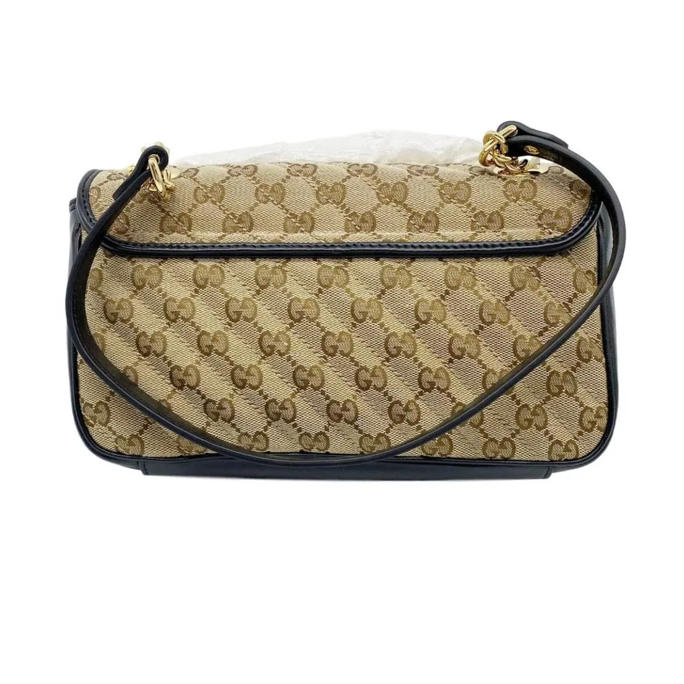 Gucci Marmont Small Beige Gg Canvas Shoulder Bag