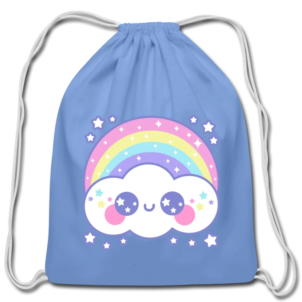 Happy Rainbow Cloud Cotton Drawstring Bag