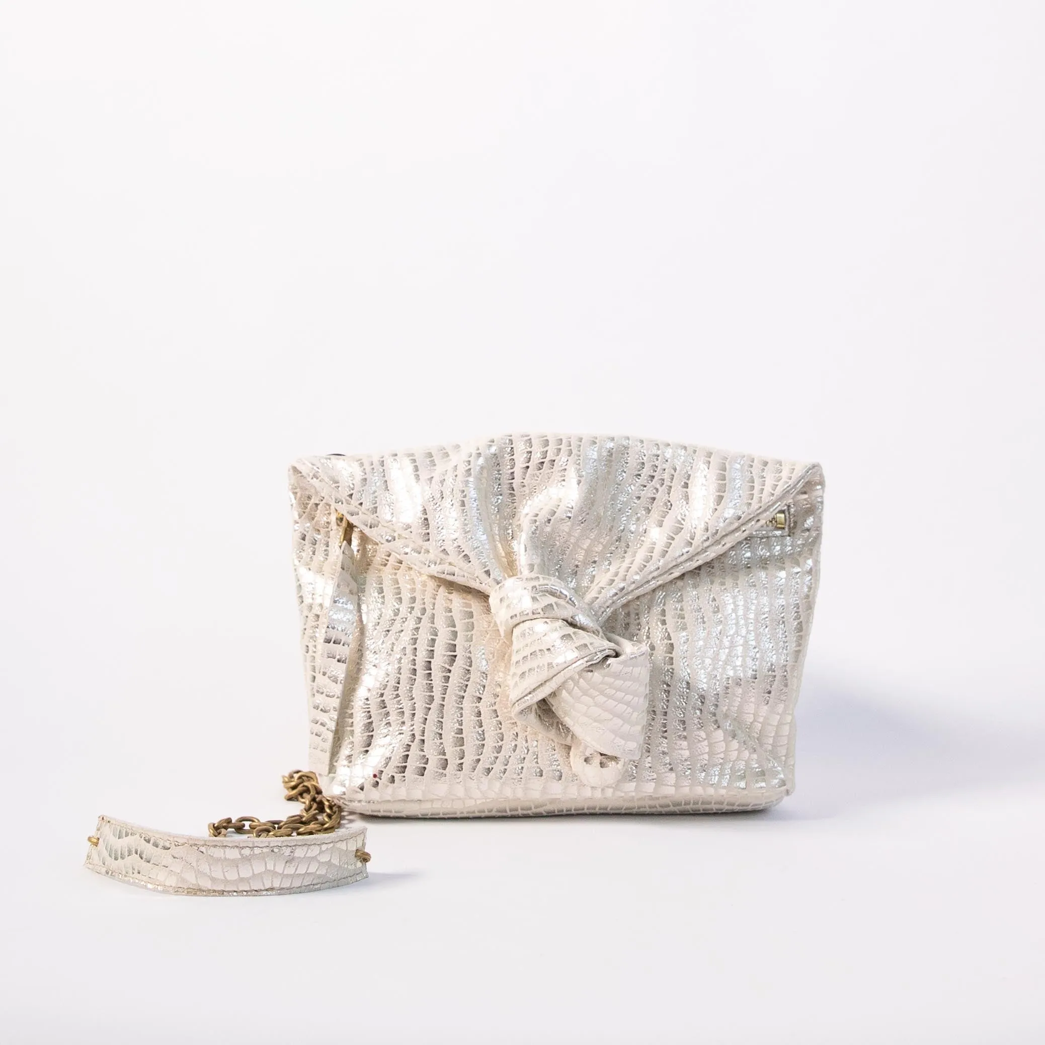 Harpers Emporium Knot Bag on Chain in Silver / Gold snake