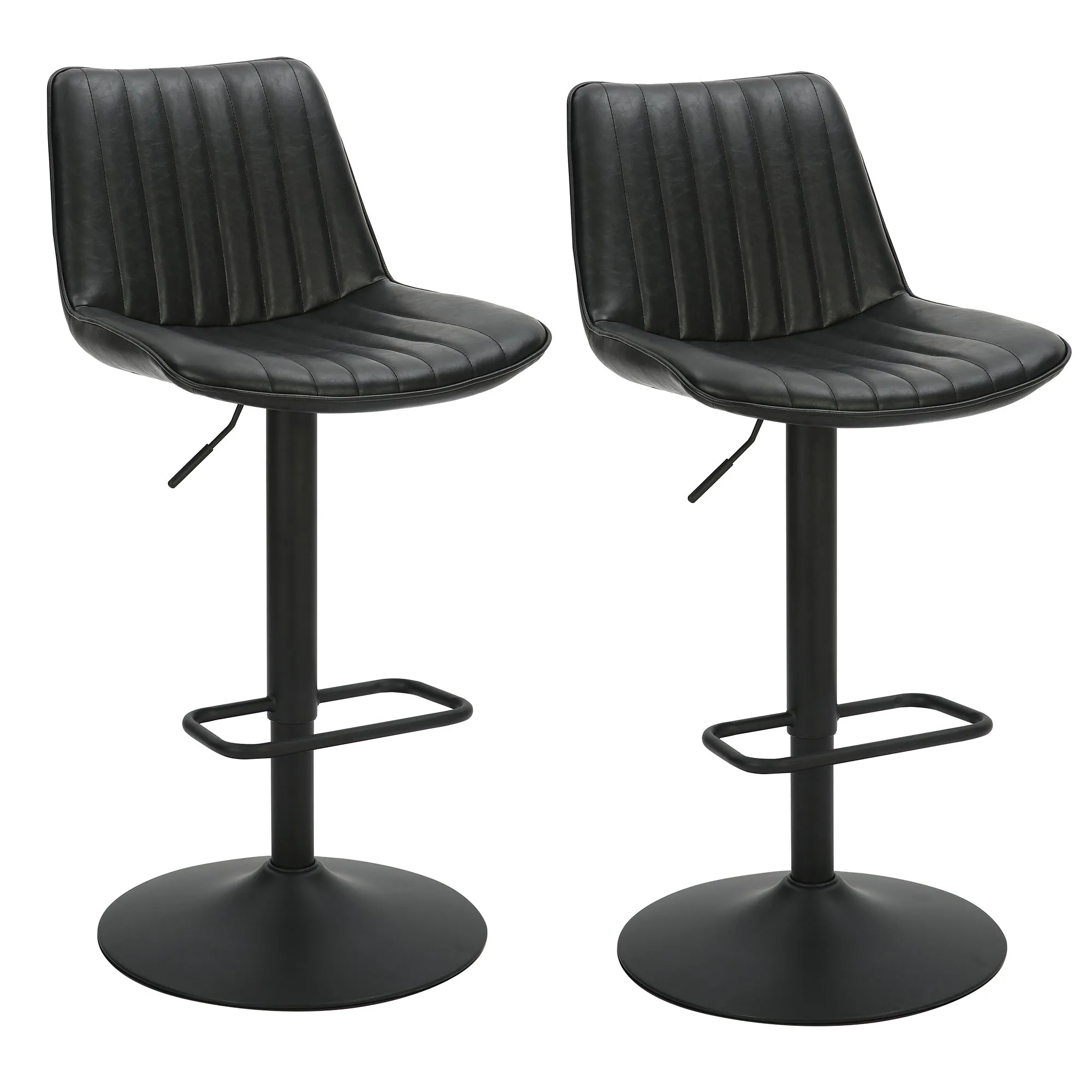 Height Adjustable Bar Stools | Set of 2 | Kosi Black