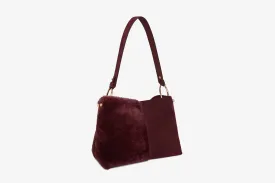 Lana Hobo Bag - Luxurious Oxblood Shearling Leather Handbag