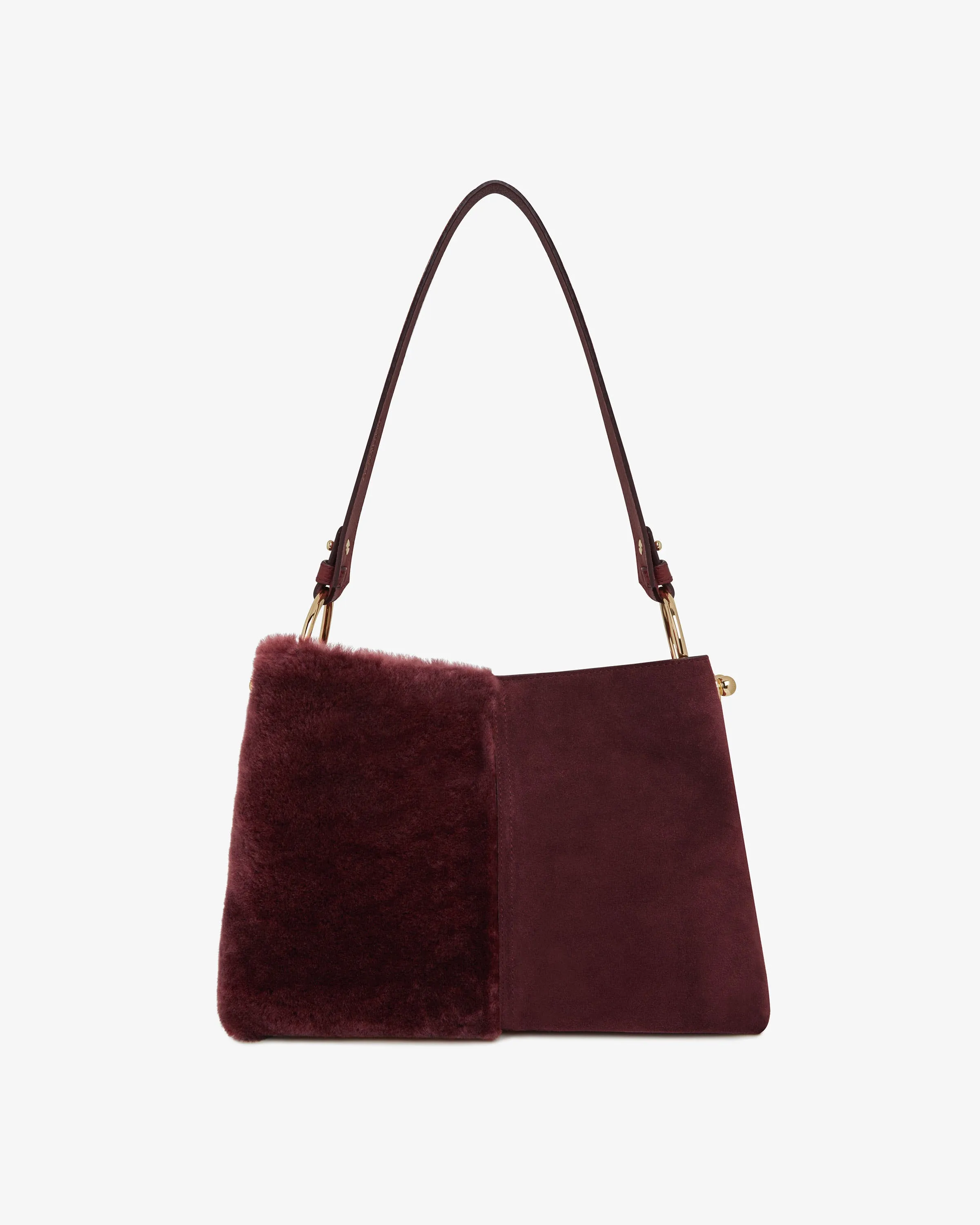 Lana Hobo Bag - Luxurious Oxblood Shearling Leather Handbag