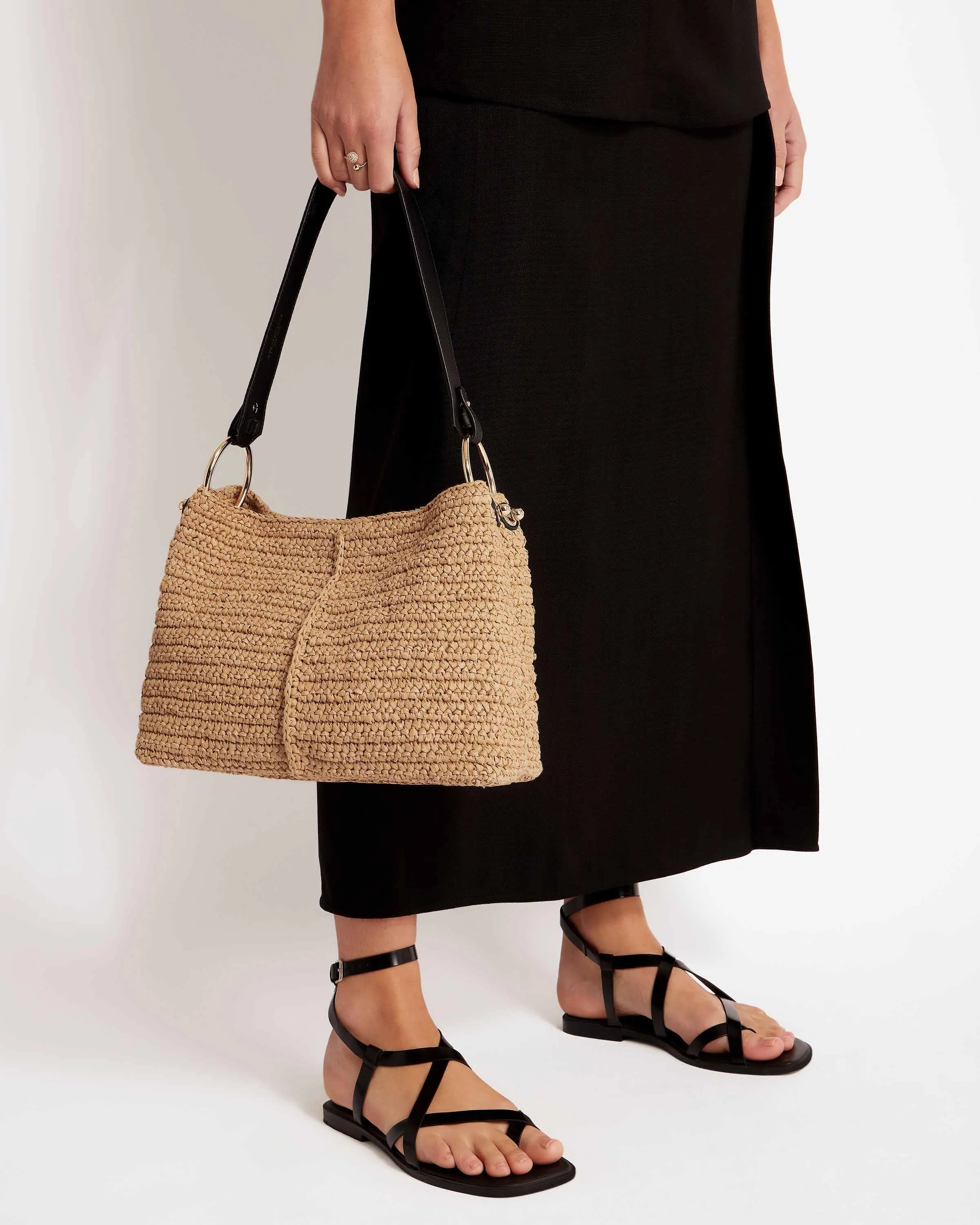 Lana Hobo - Raffia/Black