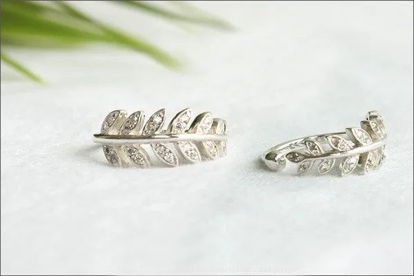 Leaf Ring, Simple leaf knuckle ring, knuckle leaf ring, leaf ring, fern leaf ring, silver fern ring - 925 Sterling Silver (SR-111)