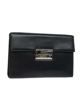 Leather Clutch Bag with Metal Accents and Minimalist Design