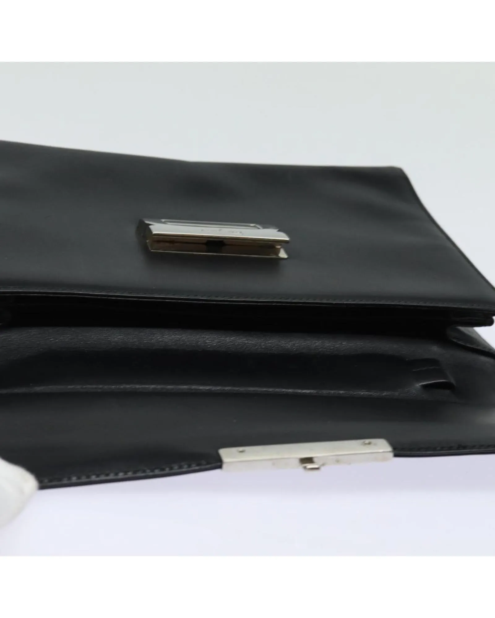 Leather Clutch Bag with Metal Accents and Minimalist Design