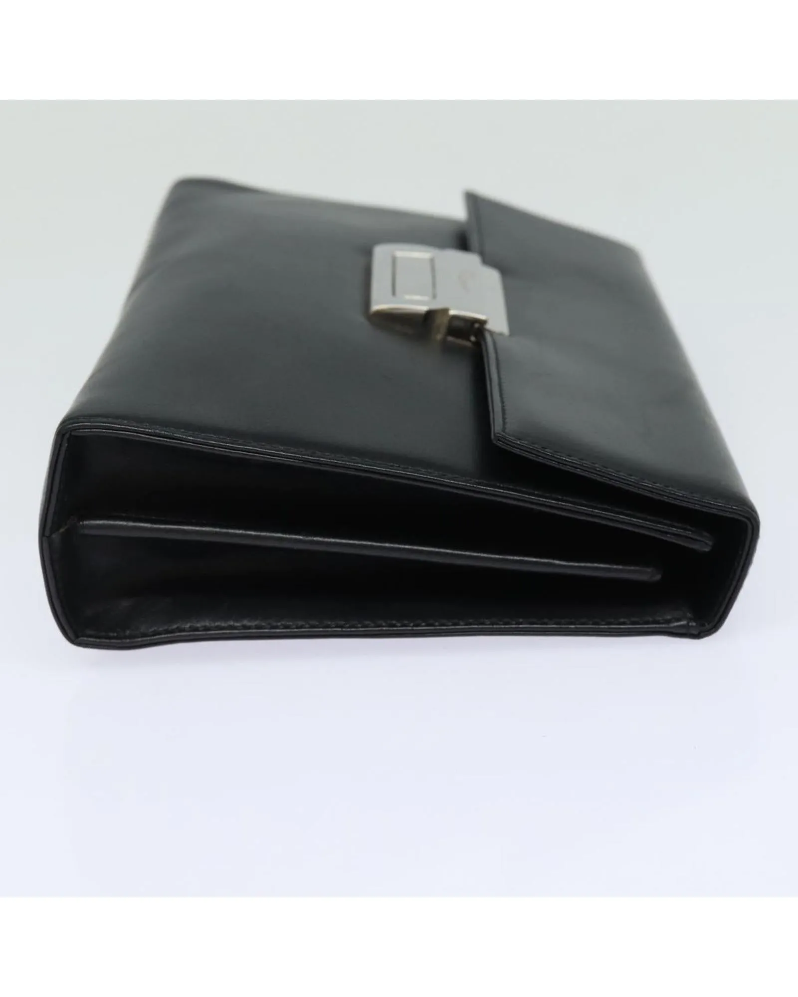 Leather Clutch Bag with Metal Accents and Minimalist Design