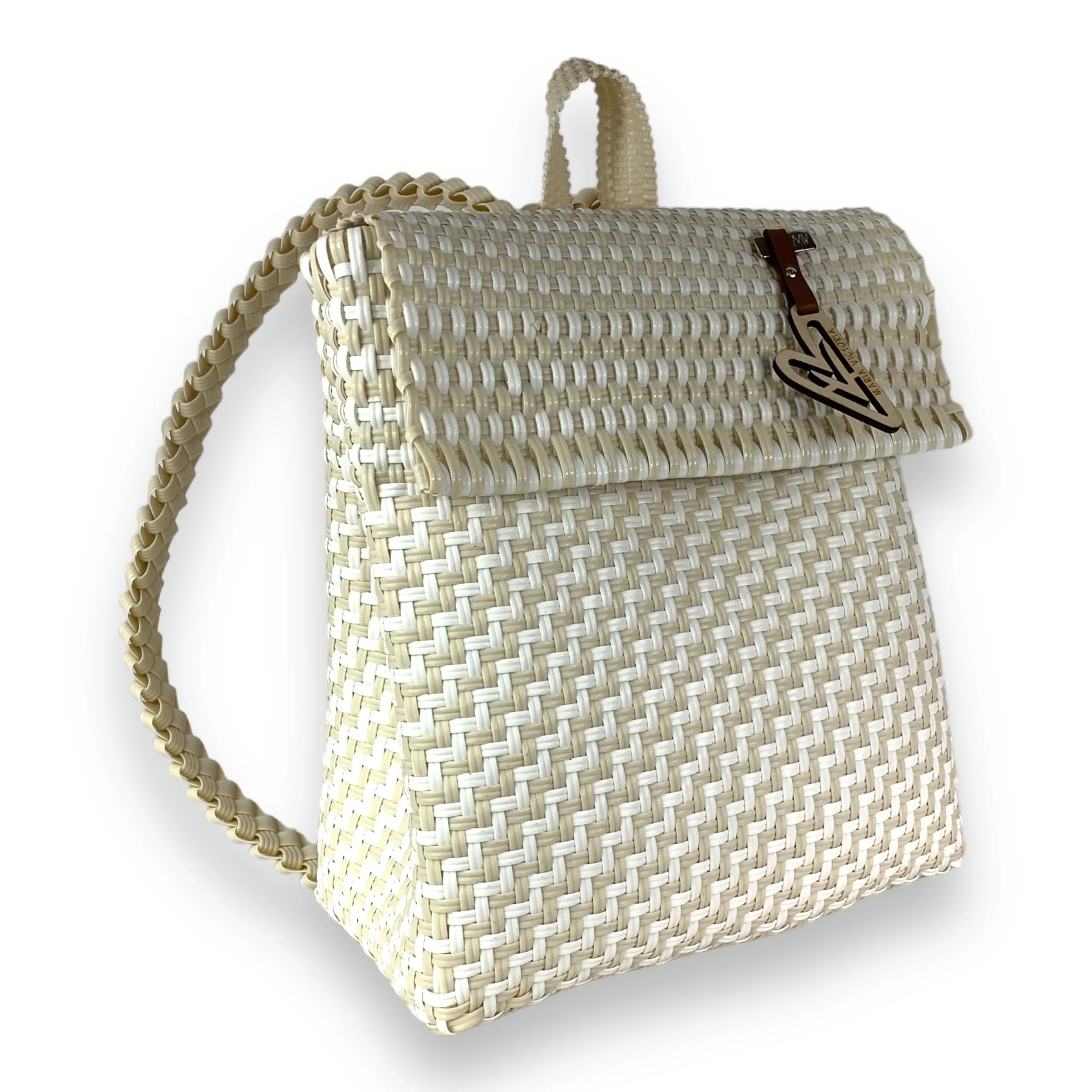 Maria Victoria | Magpie IW Backpack | Upcycled, Handwoven, Ivory&White Backpack