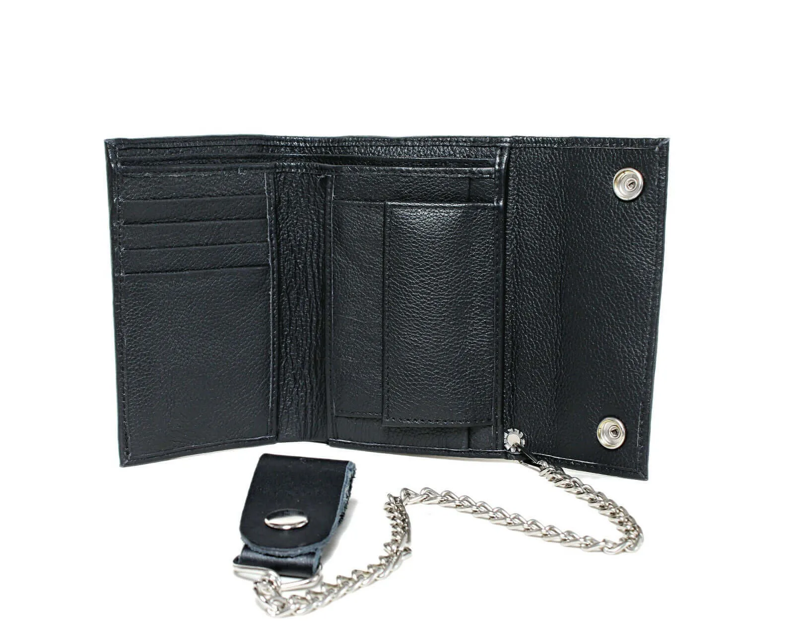 Men's New Biker Motorcycle Long TRUCK Genuine Leather Wallet / Purse Chain Black