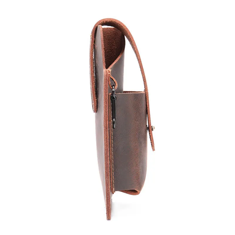 Minimalist Phone Crazy Horse Leather Belt Bag