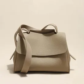 Minimalist Taupe Grey Leather Bag