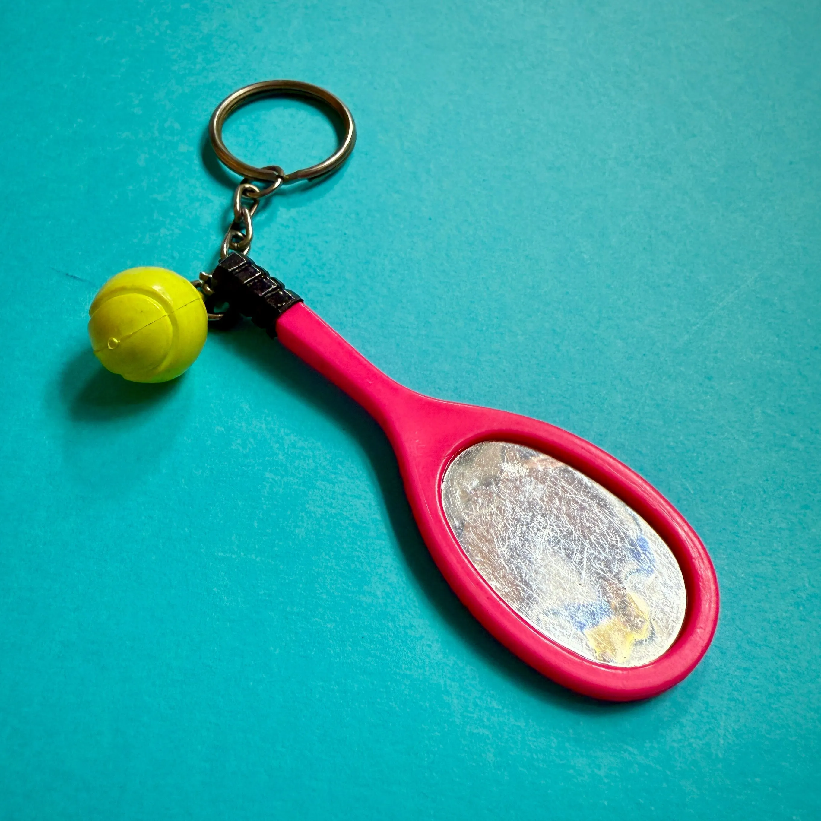 Neon 80s vintage tennis racquet charm