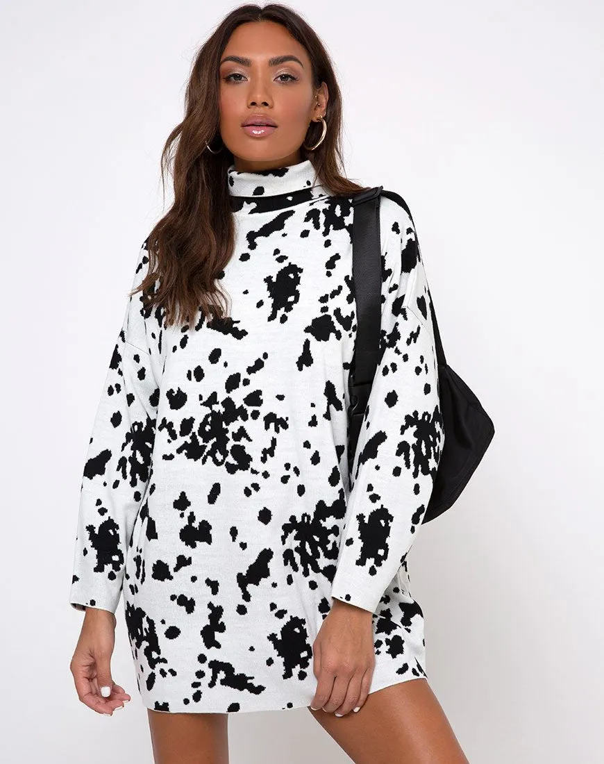 Neve Jumper Dress in Dalmatian