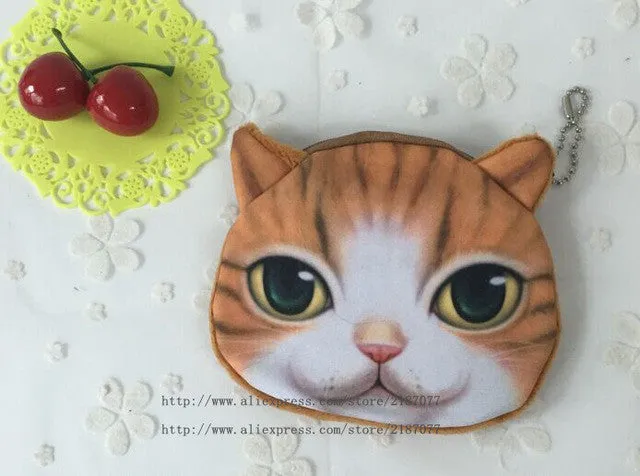 NEW Popular 7Animals , Kitty Cat and Dogs Plush Coin Purse , Gift 10CM Coin BAG Purse , Pocket Coin Wallet BAG , Keychain BAG