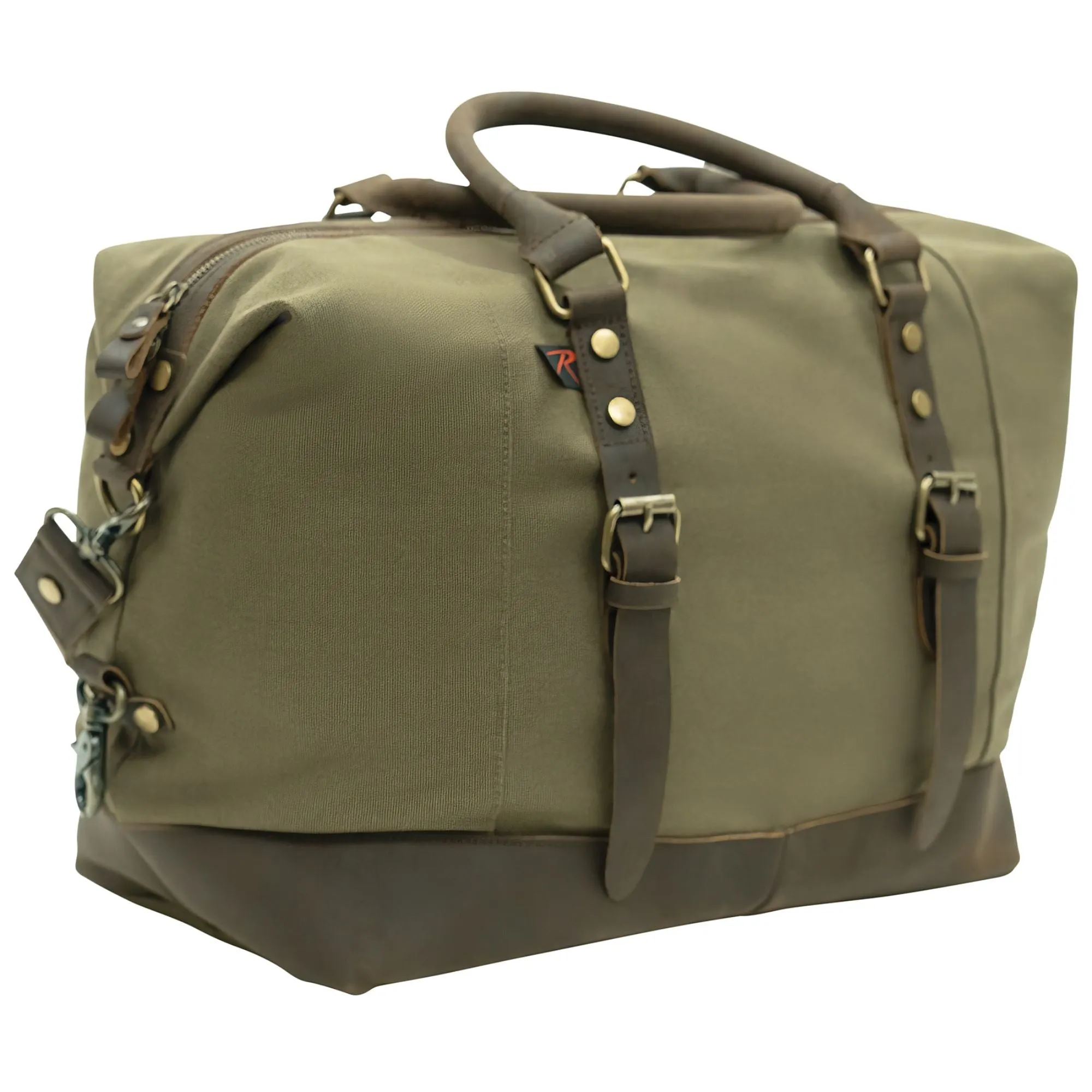 Olive Drab - Vintage Carry-On Travel Bag - Duffle with Trolley Sleeve - 16" x 14.5" x 8"